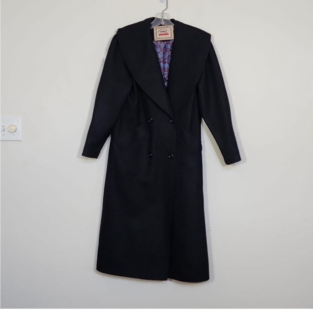 Oversized Vintage Topshop black wool coat sleeve size 6